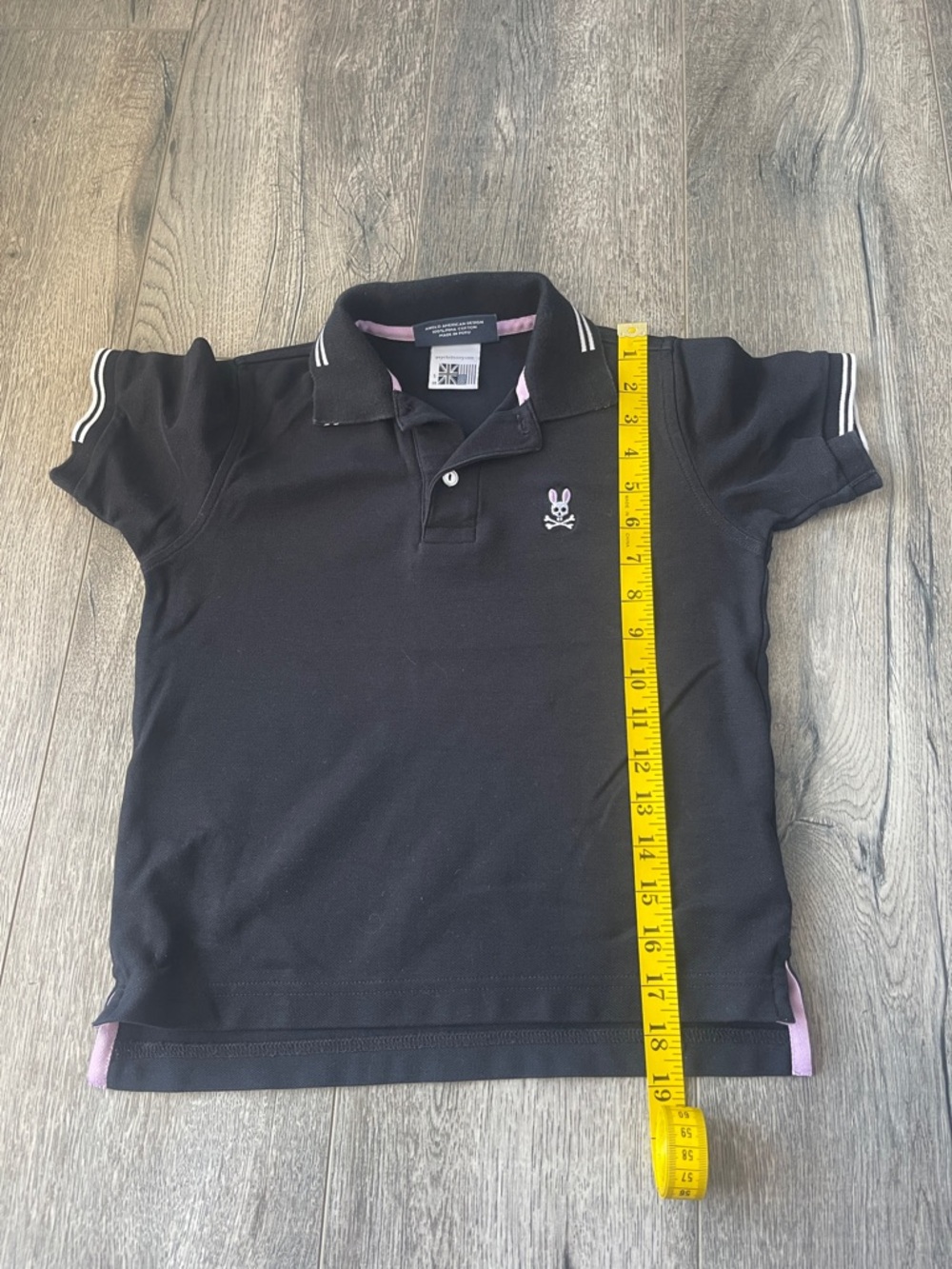 Psycho Bunny Black Polo with Pink Accents Kids - Picture 8 of 13
